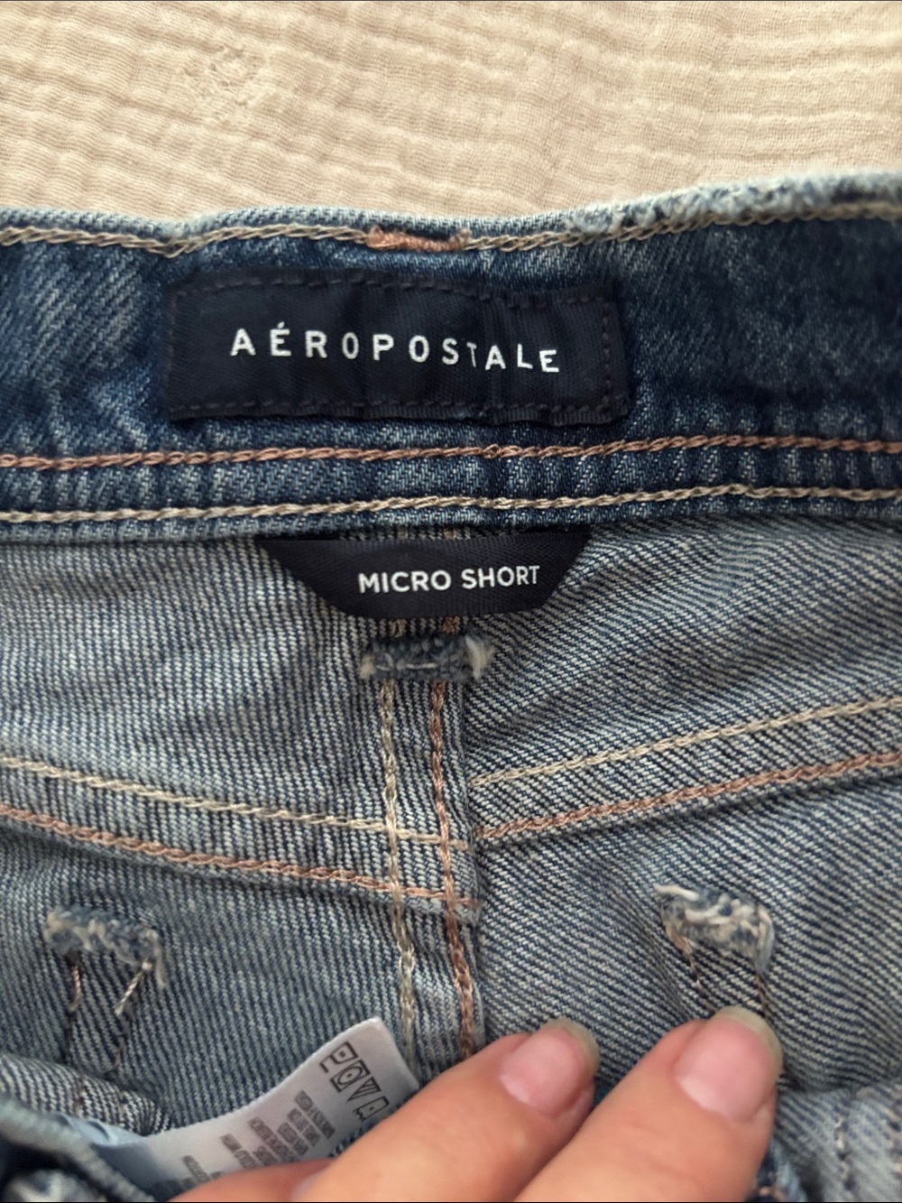 Aeropostale Distressed Light Blue Denim Micro Shorts - Picture 3 of 4